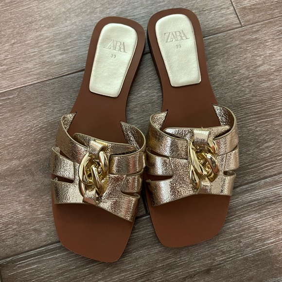 Zara Gold Sandals - Picture 1 of 3